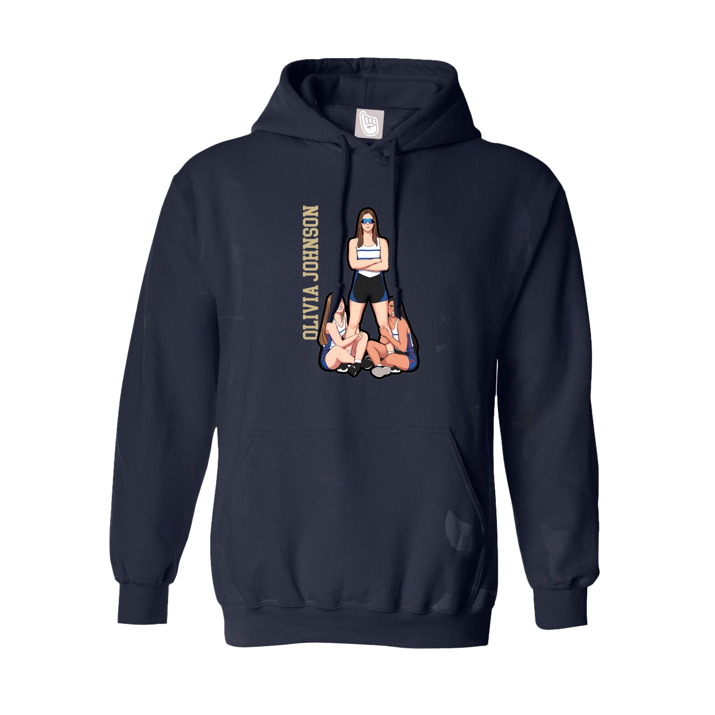 Hoodie — Name Vertical in Navy