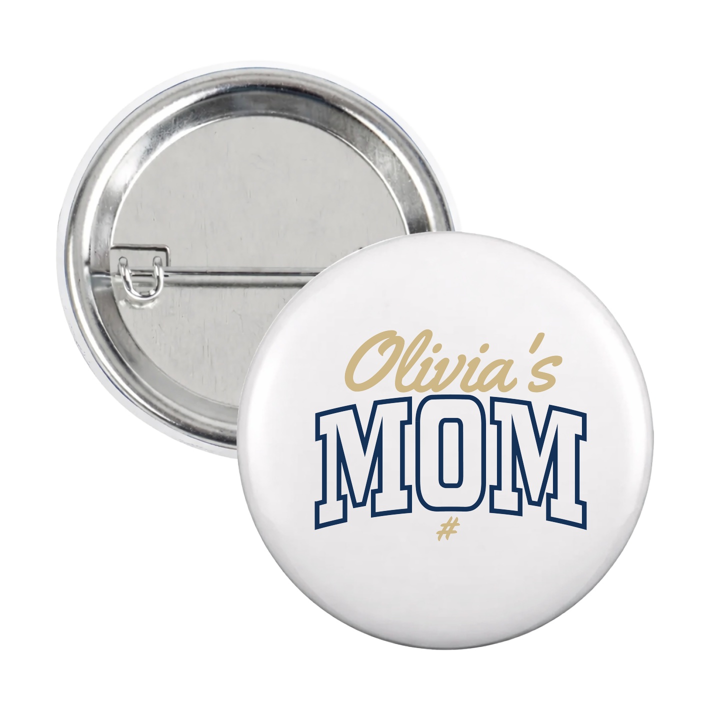 Game Day Button — Mothers Day Arch Script in White