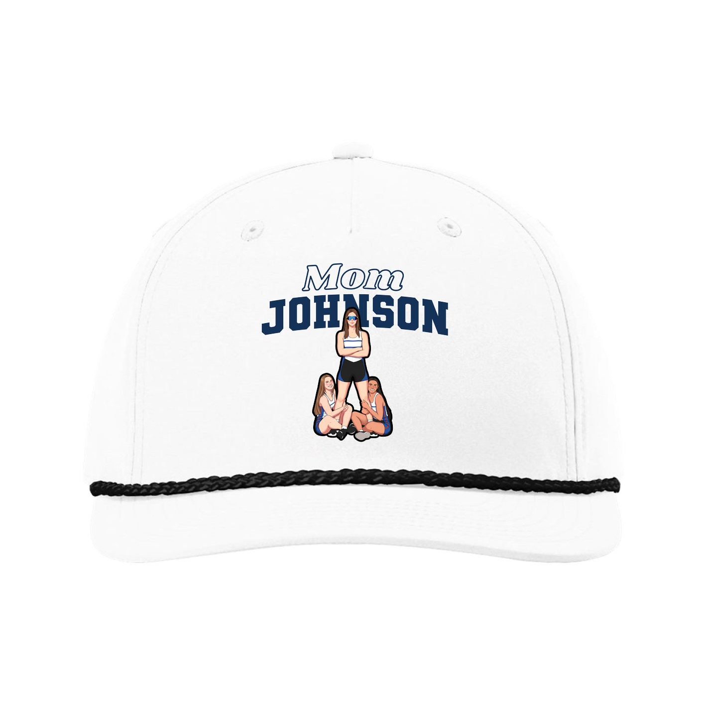 Five-Panel Classic Rope Cap — Mothers Day Block in White