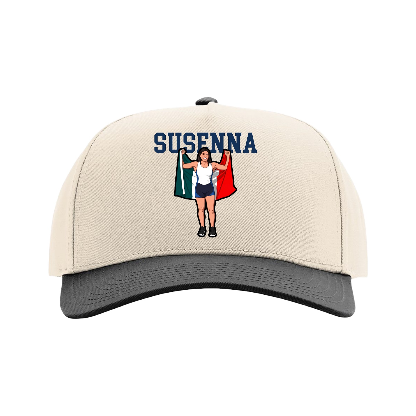 Full Fabric Five-Panel Champ Cap — Shirsey in Cream/Black