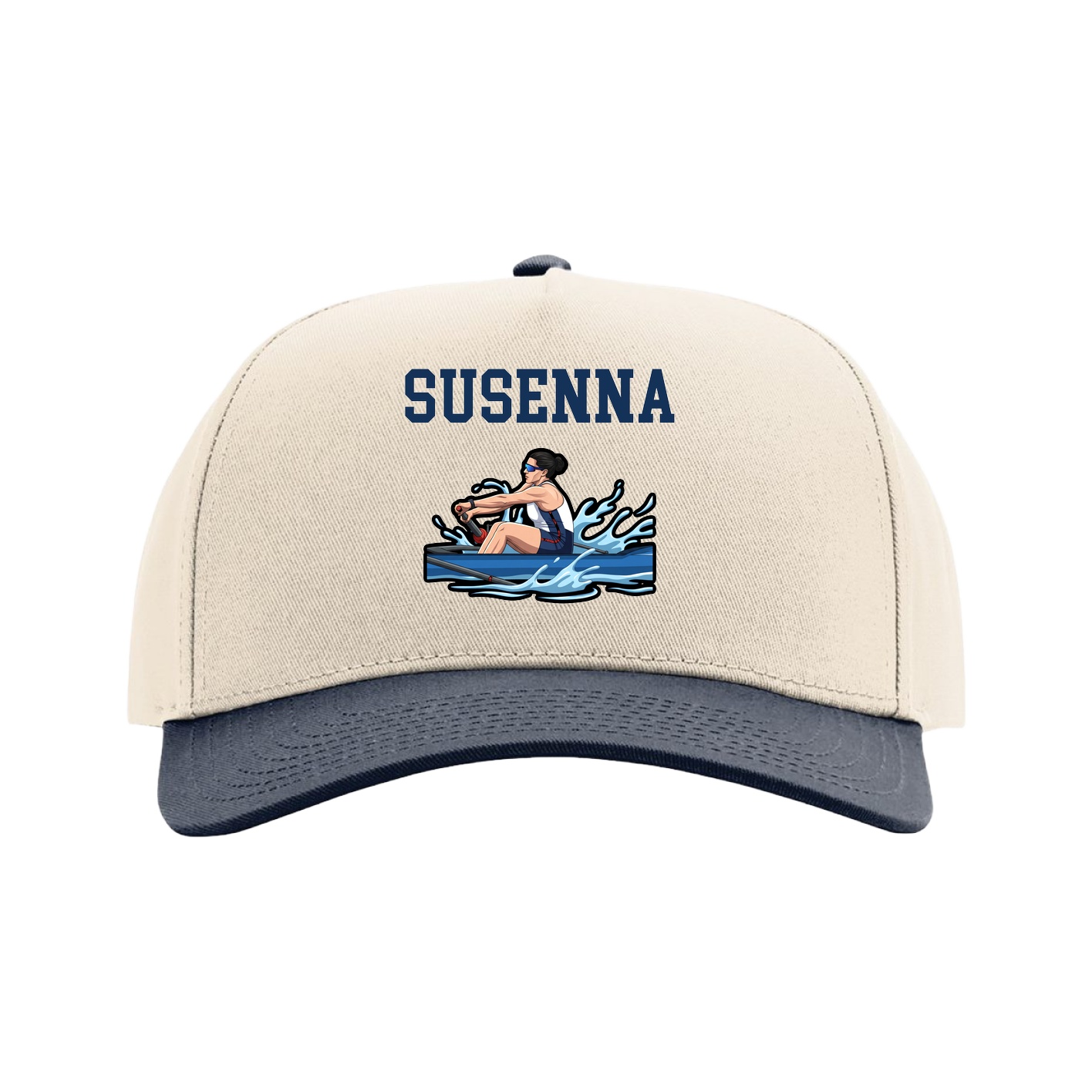 Full Fabric Five-Panel Champ Cap — Shirsey in Cream/Navy