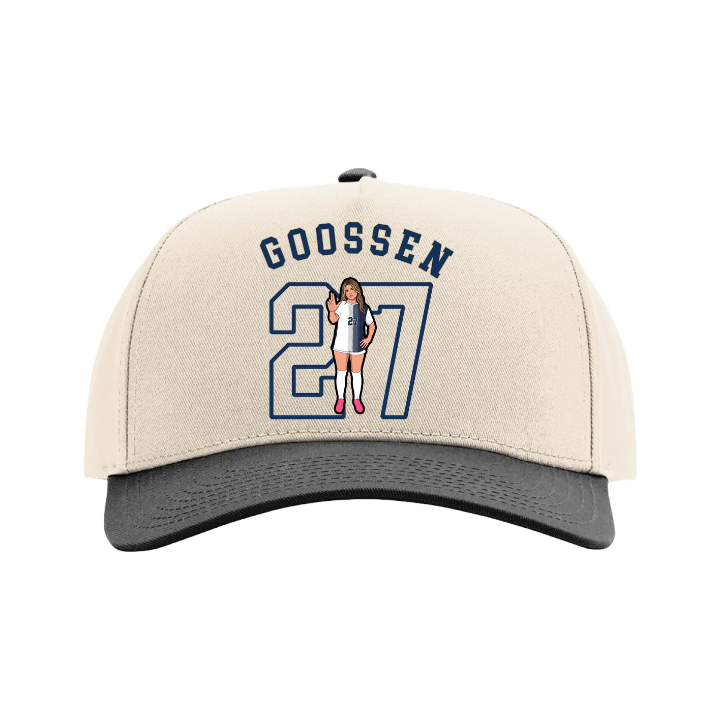 Full Fabric Five-Panel Champ Cap — Shirsey Arch in Cream/Black