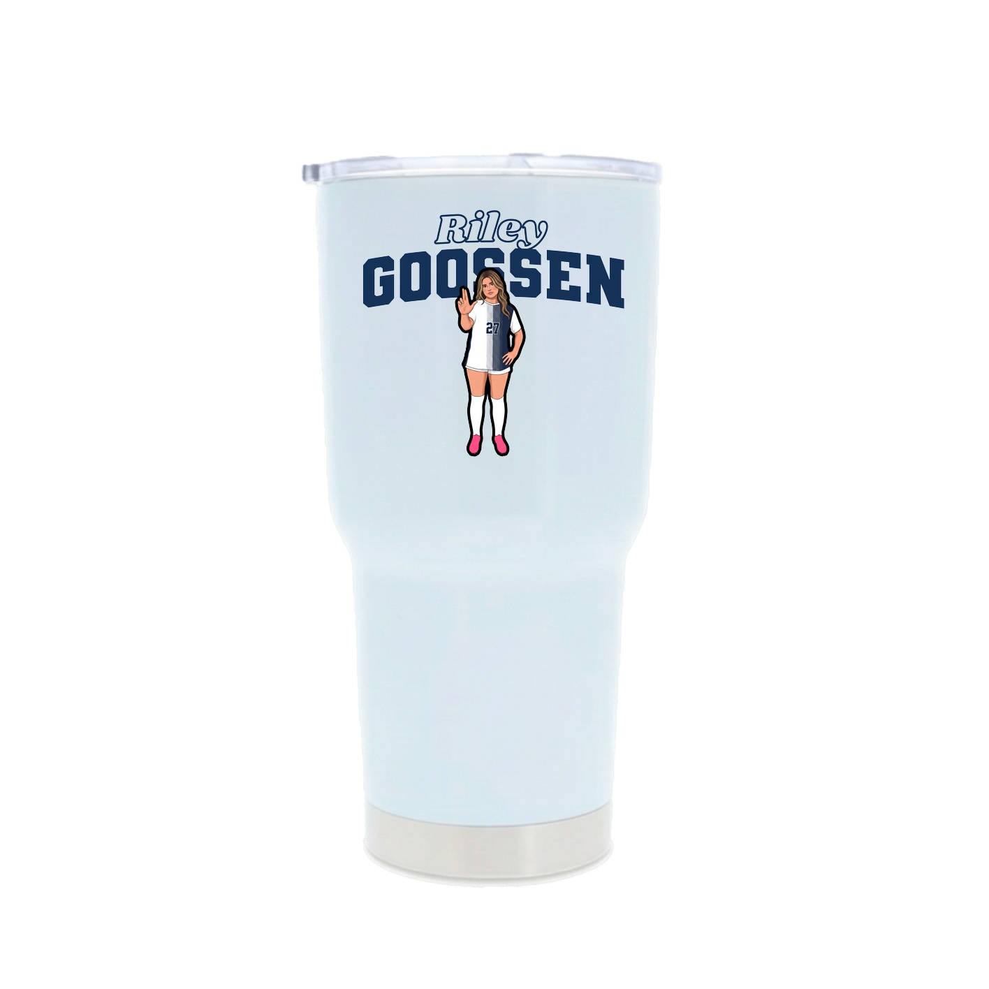 30oz Stainless Steel Tumbler — Name Arch in White
