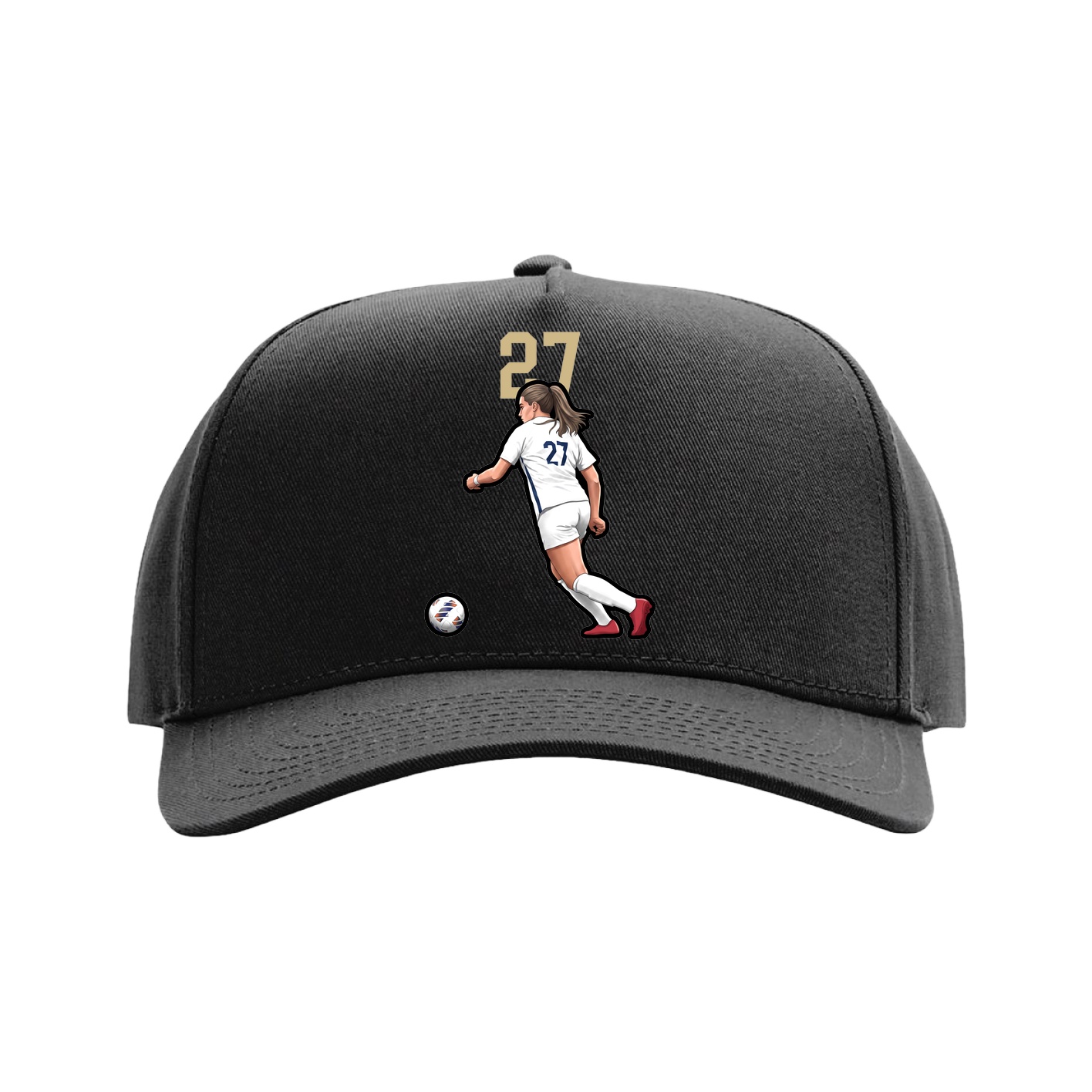 Full Fabric Five-Panel Champ Cap — Number Top in Black