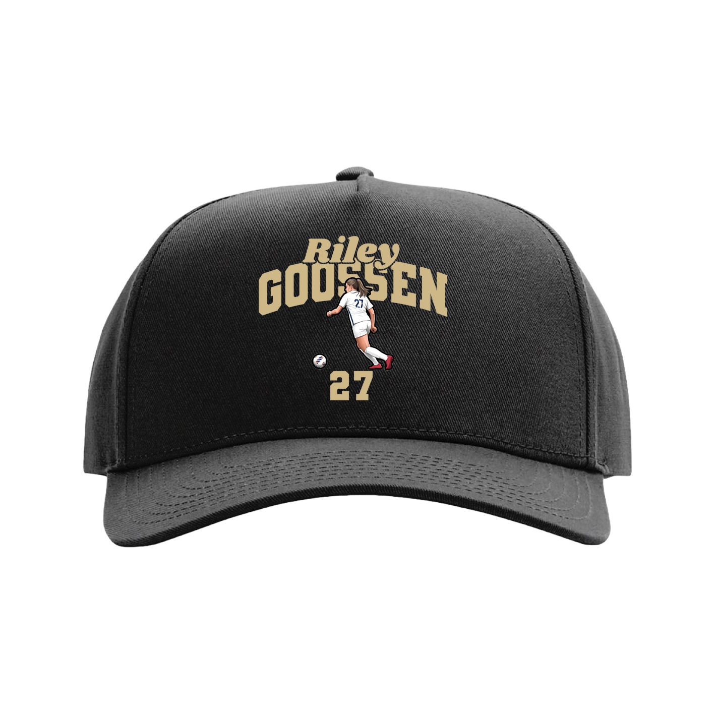 Full Fabric Five-Panel Champ Cap — Signature Arch in Black