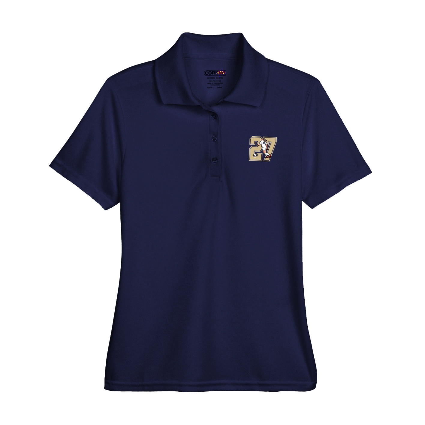 Womens Performance Polo — Number in Navy