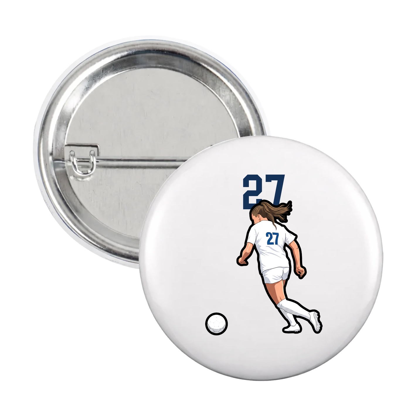 Game Day Button — Number Top in White