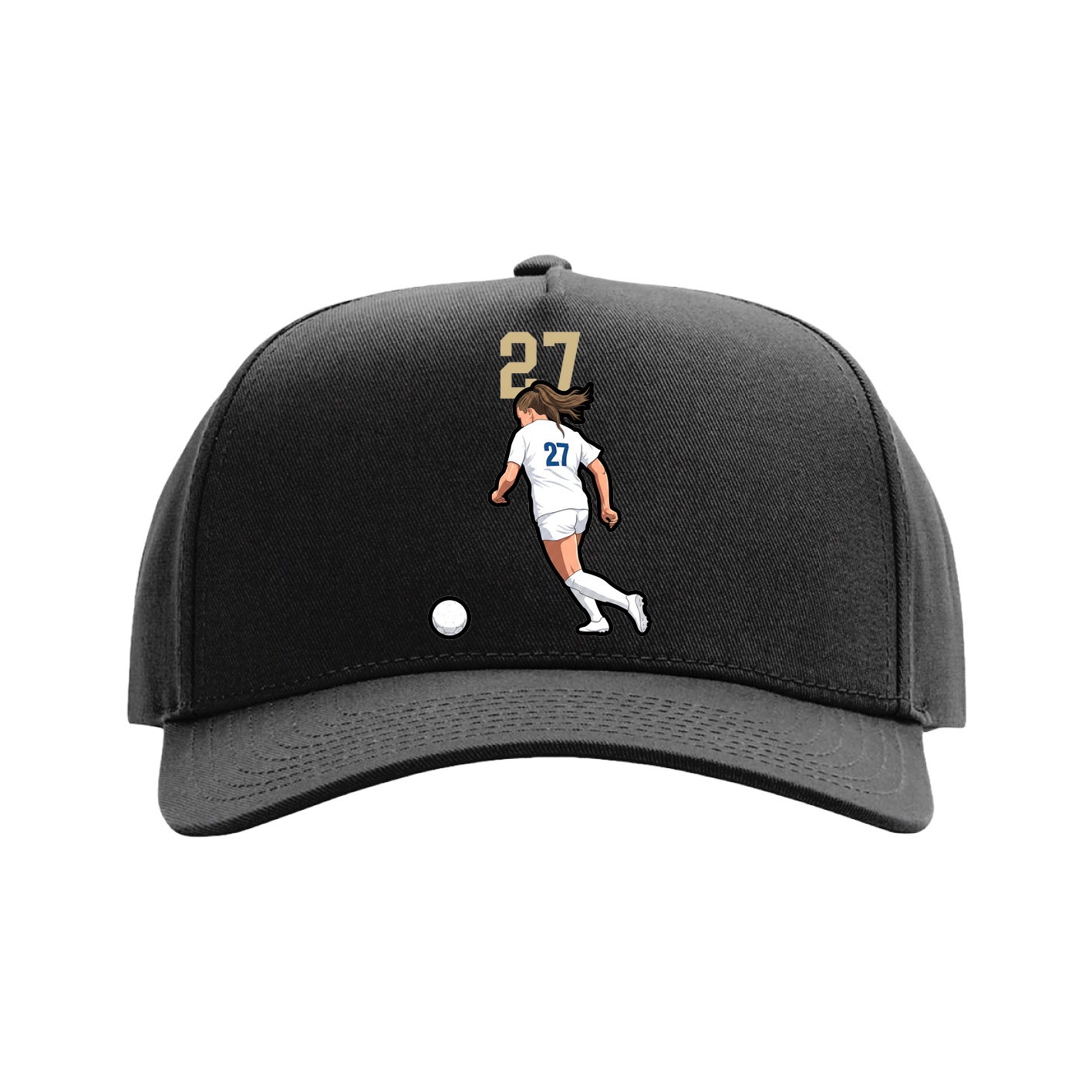 Full Fabric Five-Panel Champ Cap — Number Top in Black