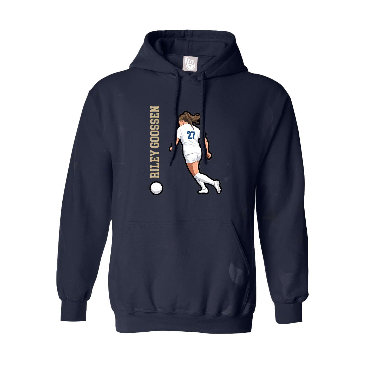 Youth Hoodie — Name Vertical in Navy