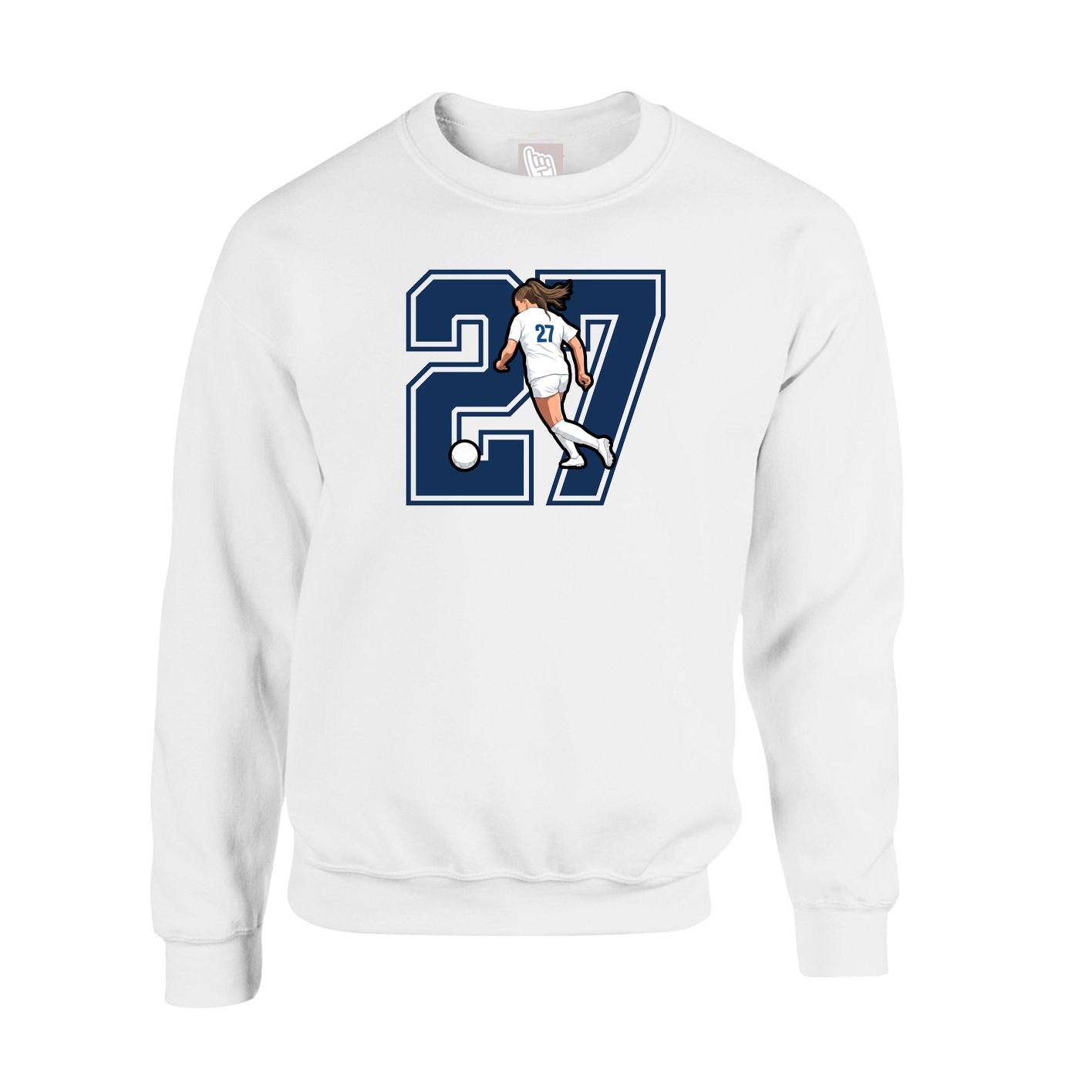 Fleece Crew — Number in White