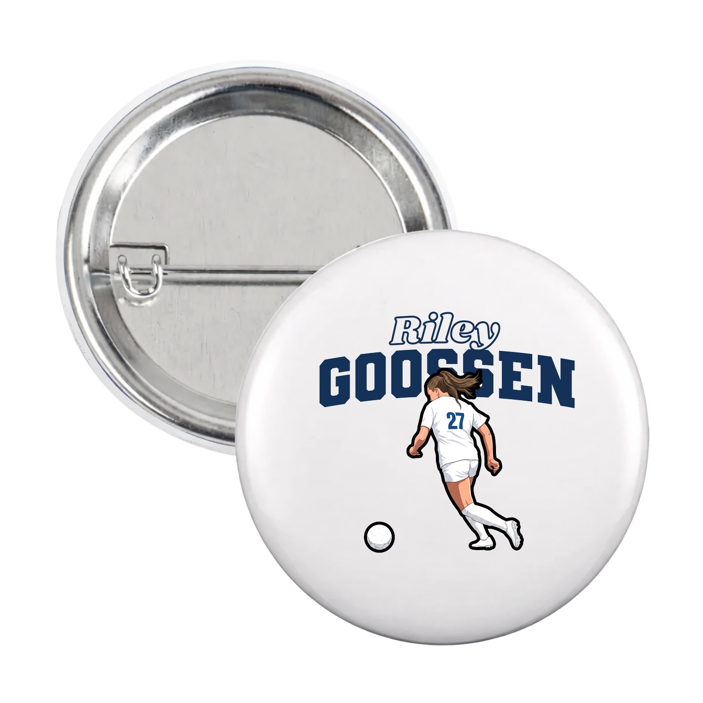 Game Day Button — Name Arch in White