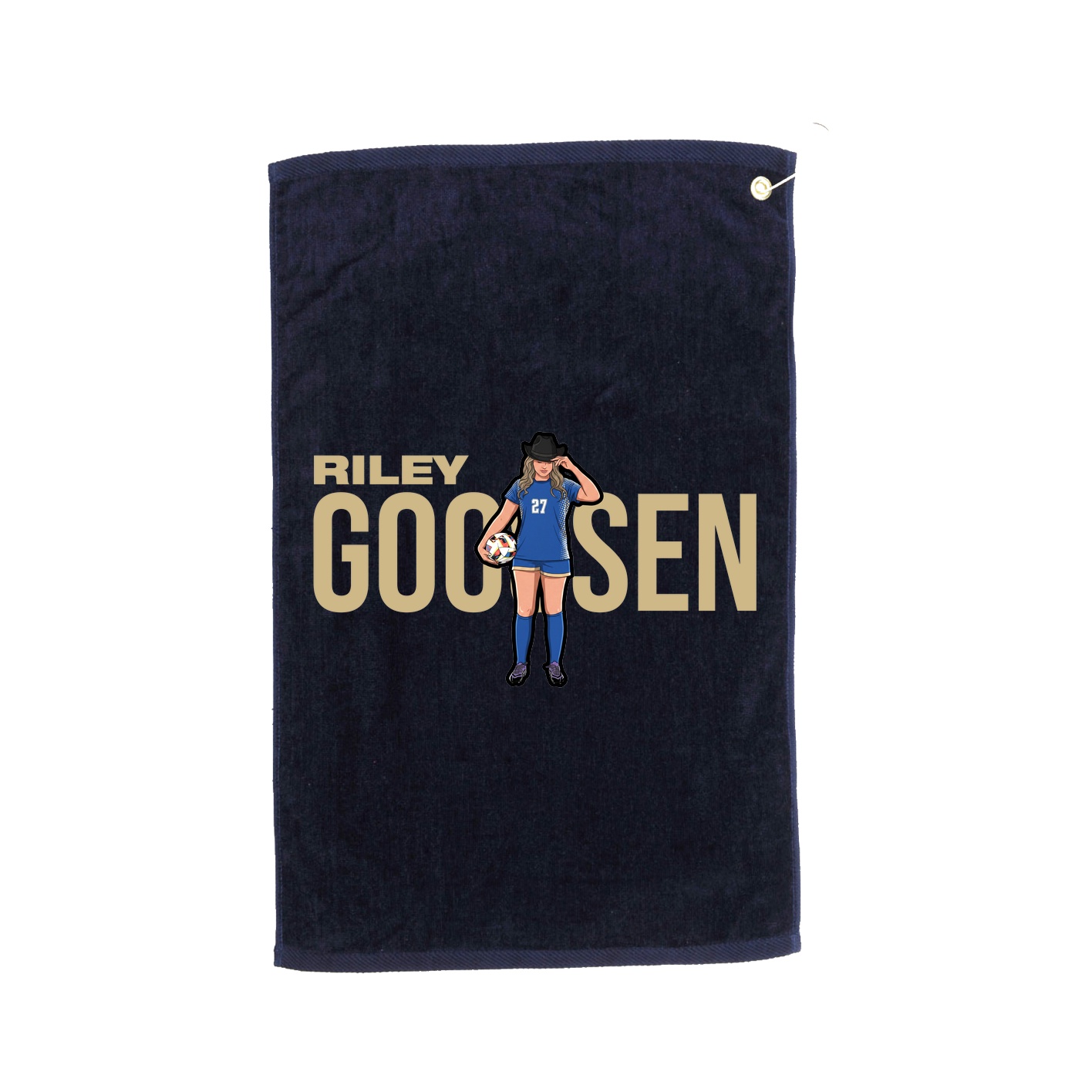 Golf Towel — Player Name in Navy