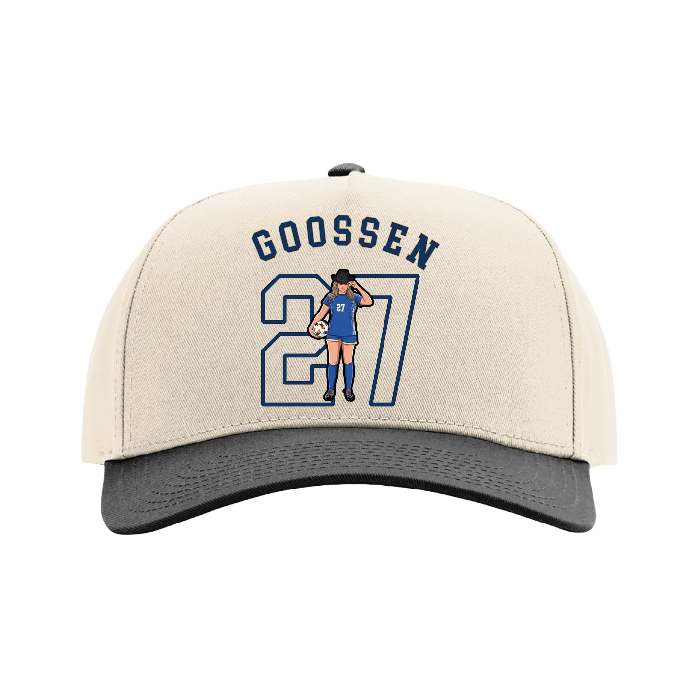Full Fabric Five-Panel Champ Cap — Shirsey Arch in Cream/Black