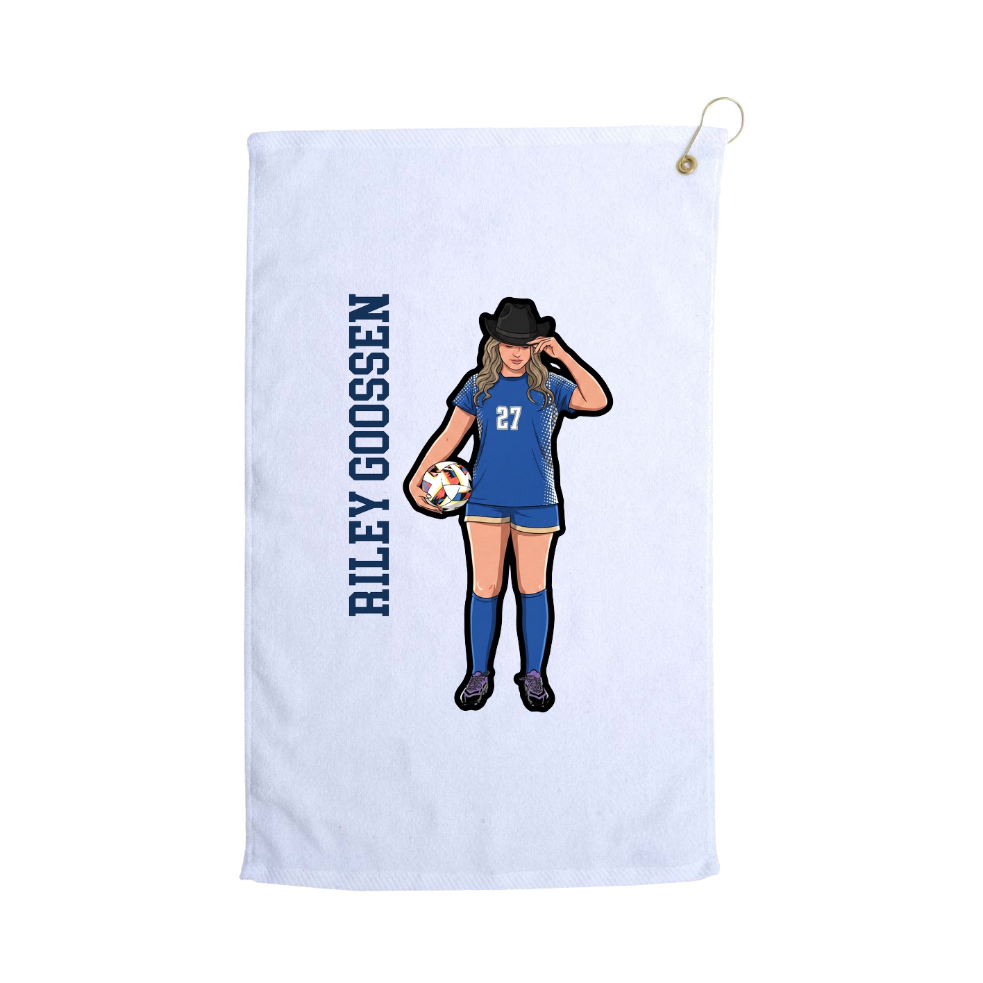 Golf Towel — Name Vertical in White