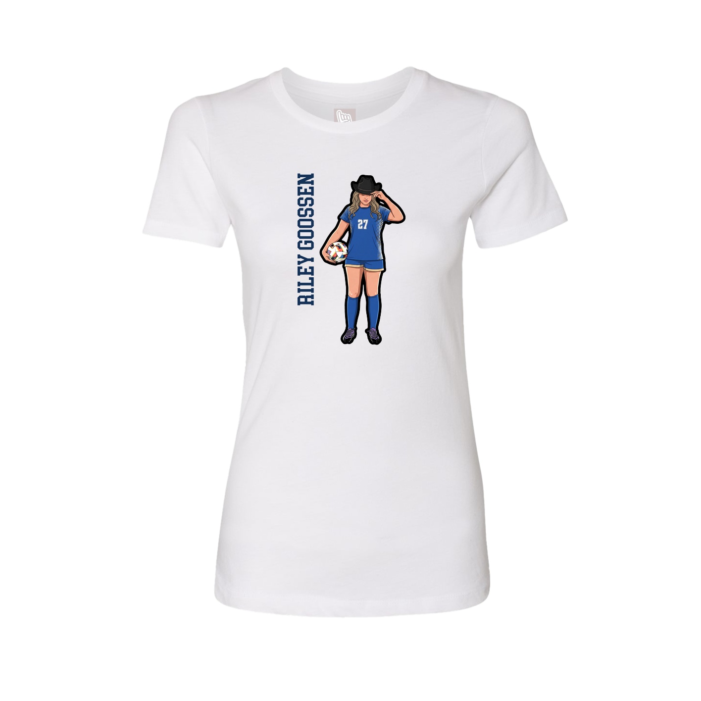 Womens Tee — Name Vertical in White