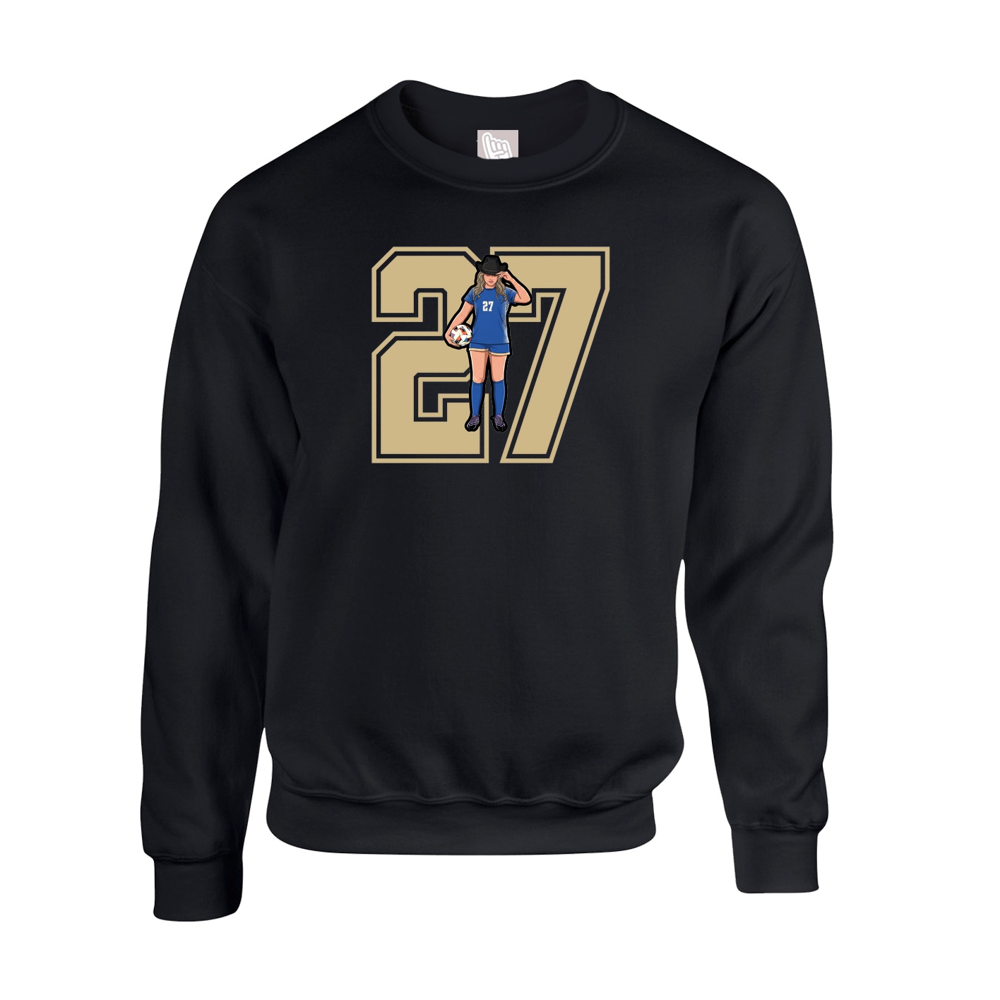 Fleece Crew — Number in Black