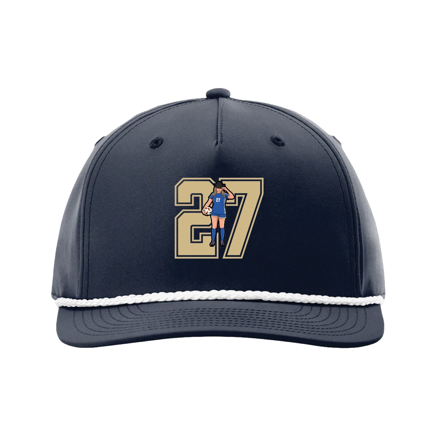 Five-Panel Classic Rope Cap — Number in Navy