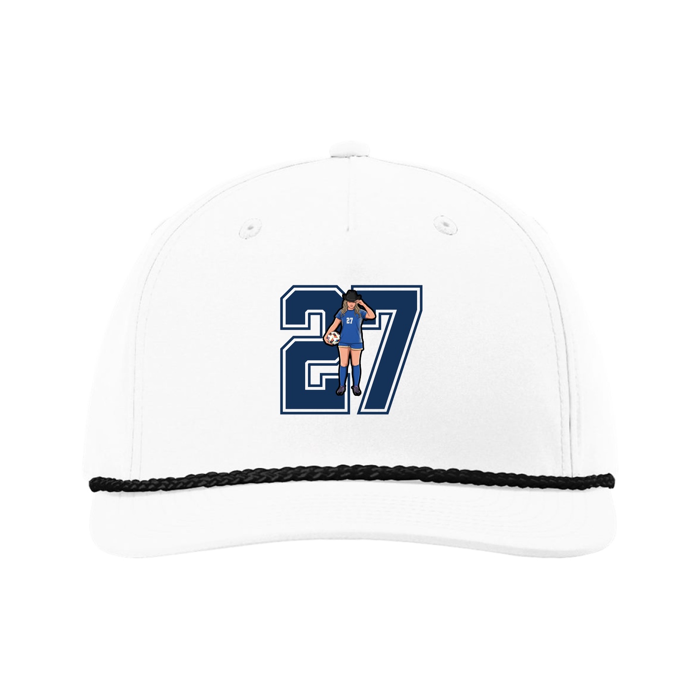 Five-Panel Classic Rope Cap — Number in White