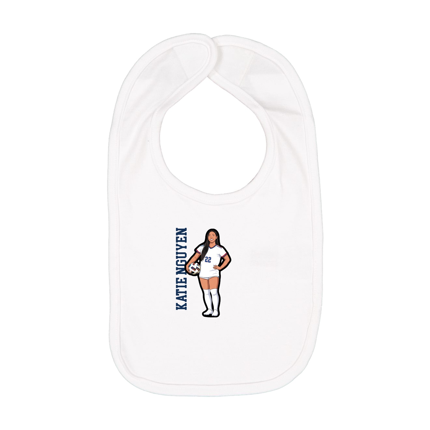 Infant Bib — Name Vertical in White