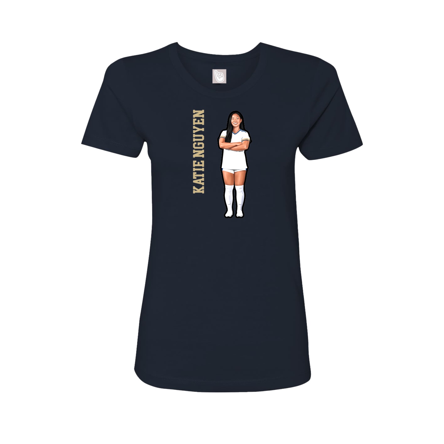 Fitted Women's Tee — Name Vertical in Navy