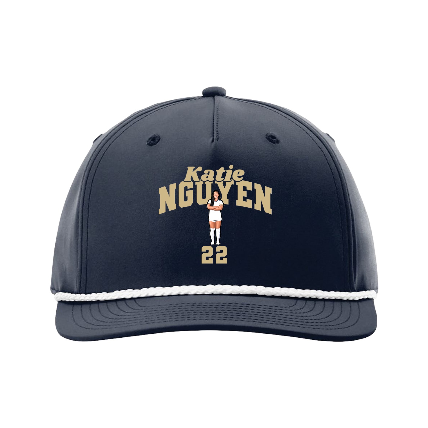 Five-Panel Classic Rope Cap — Signature Arch in Navy