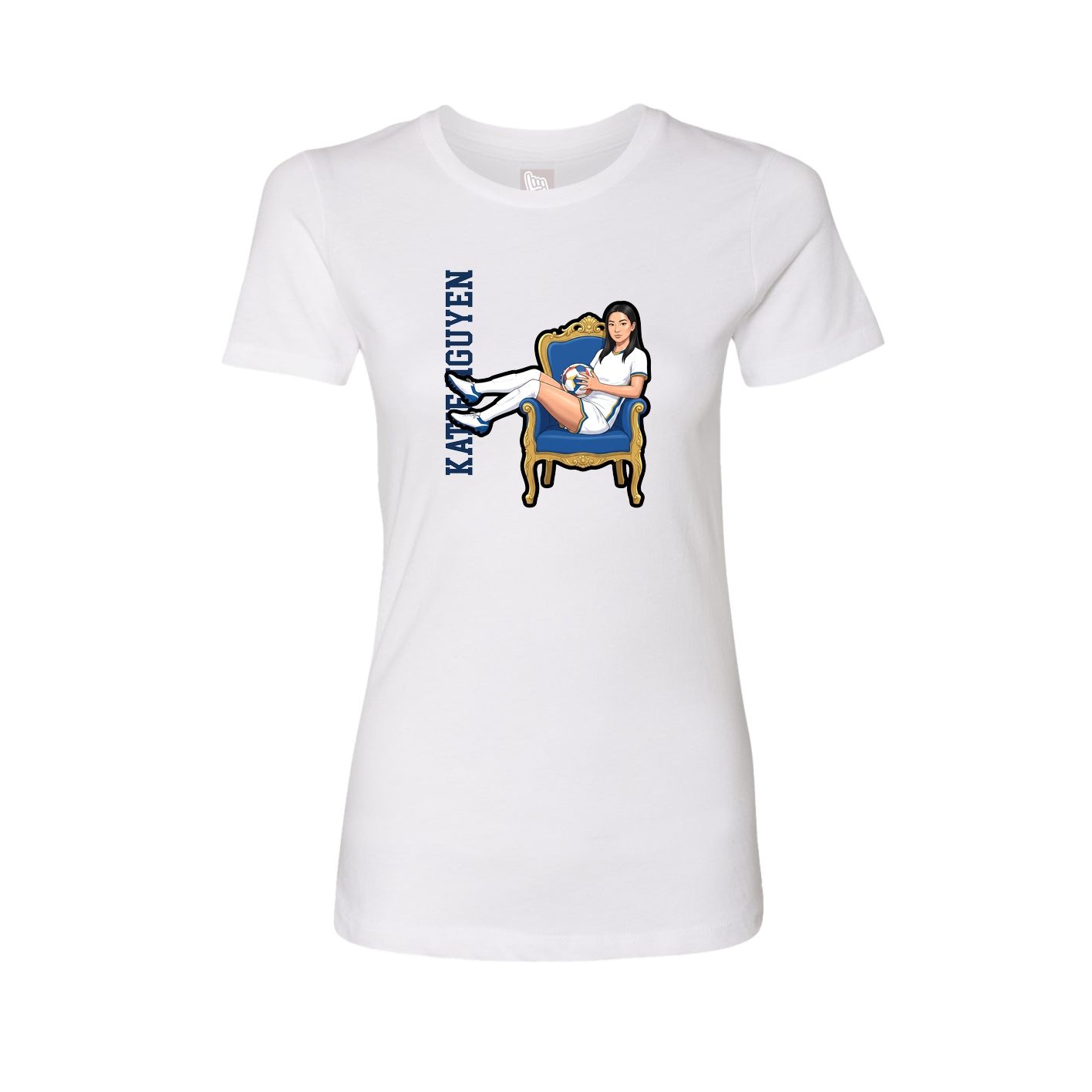 Fitted Women's Tee — Name Vertical in White
