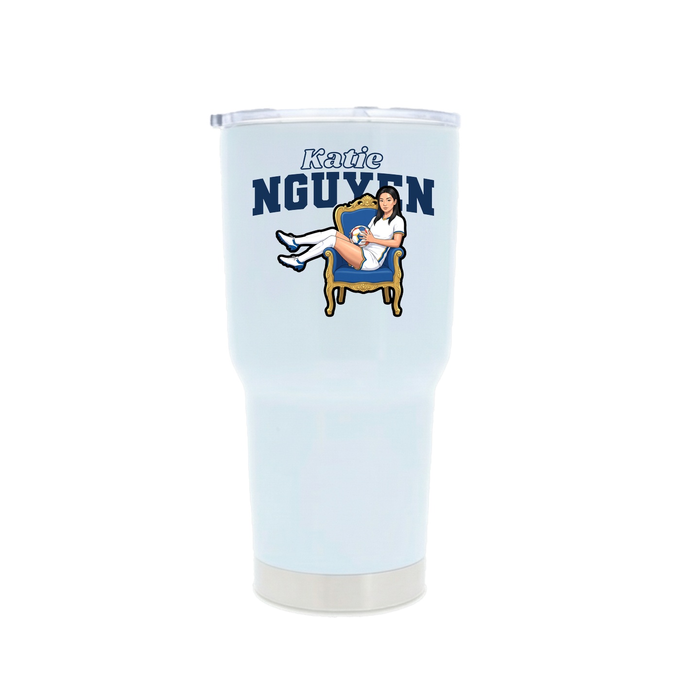 30oz Stainless Steel Tumbler — Name Arch in White