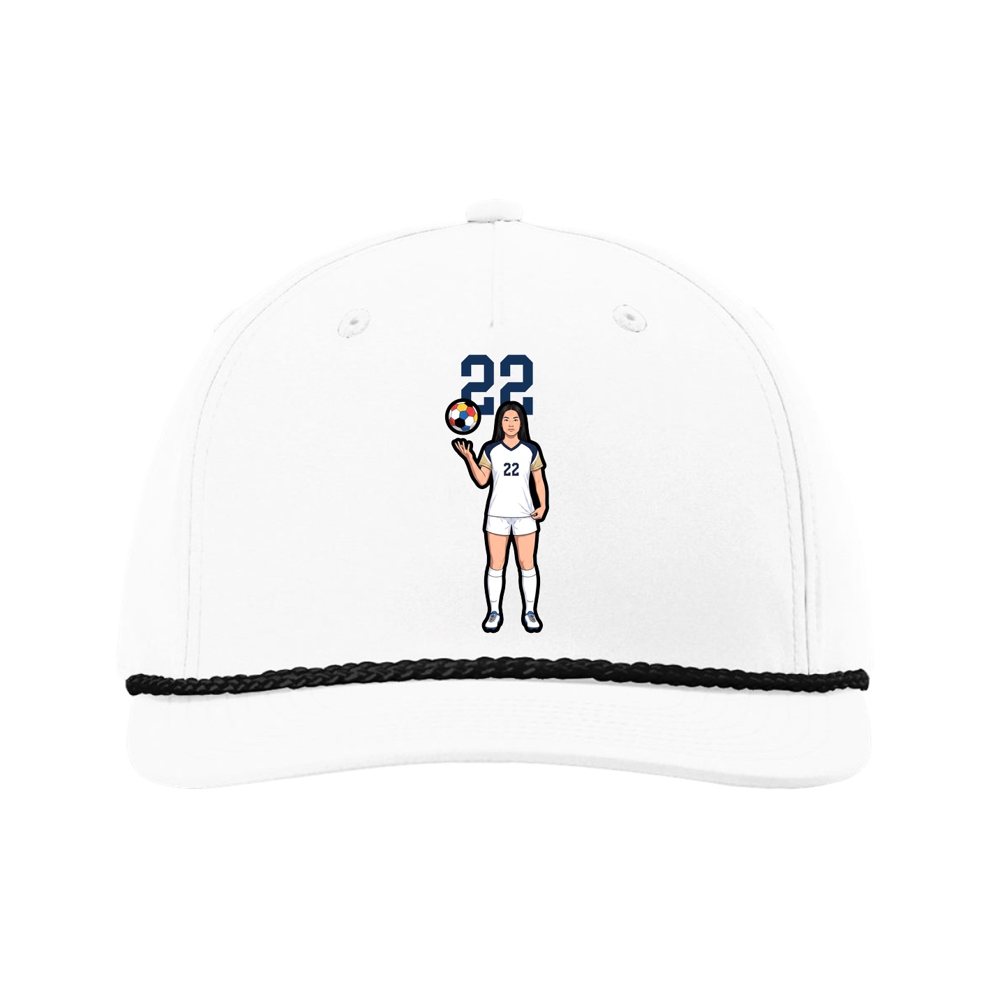 Five-Panel Classic Rope Cap — Number Top in White