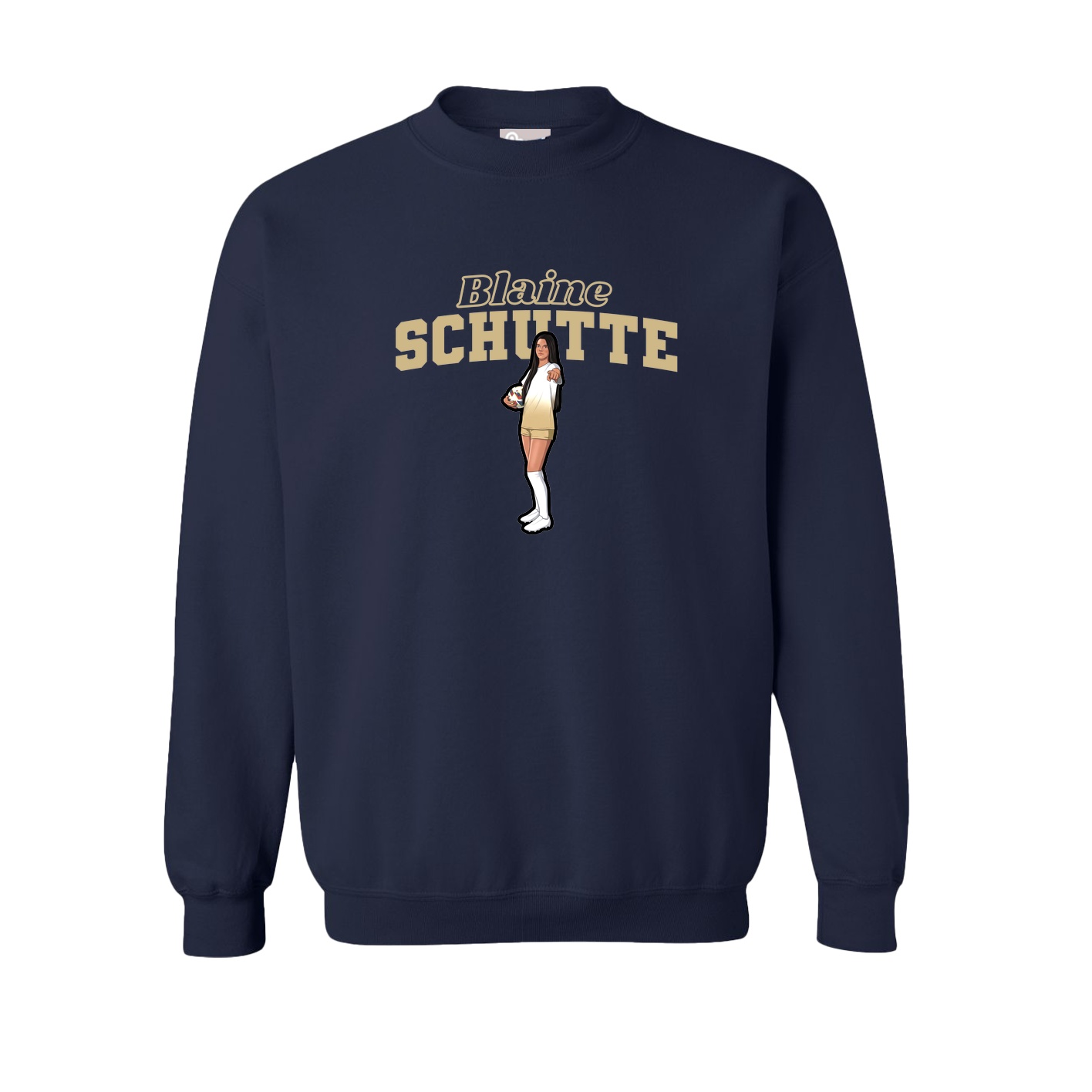 Fleece Crew — Name Arch in Navy