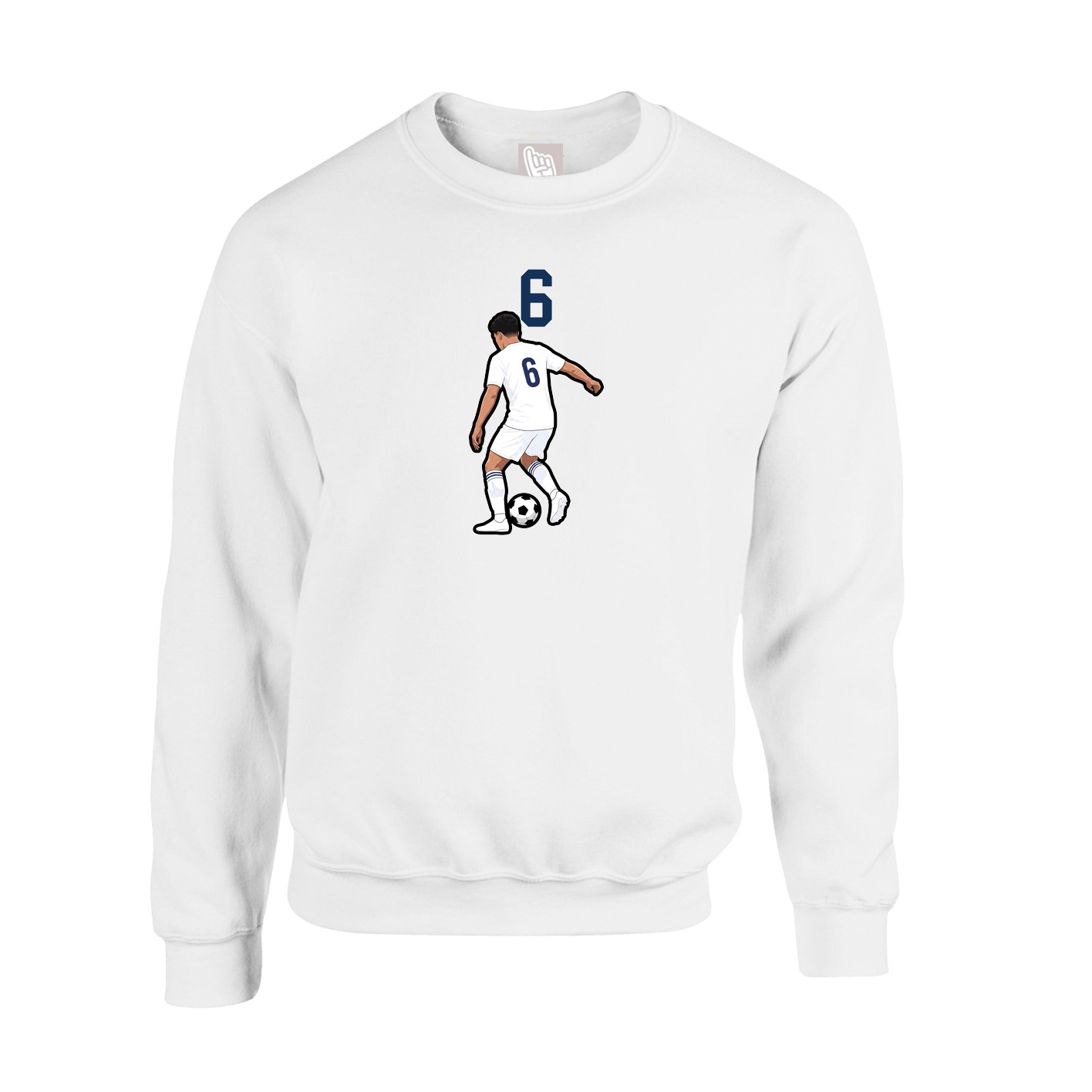Fleece Crew — Number Top in White