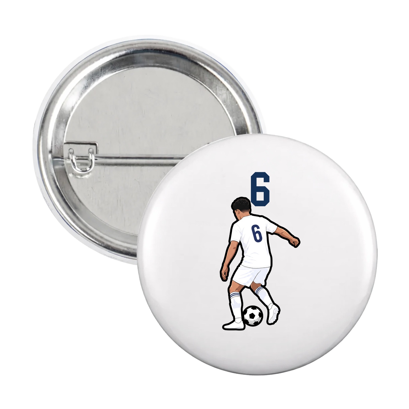 Game Day Button — Number Top in White
