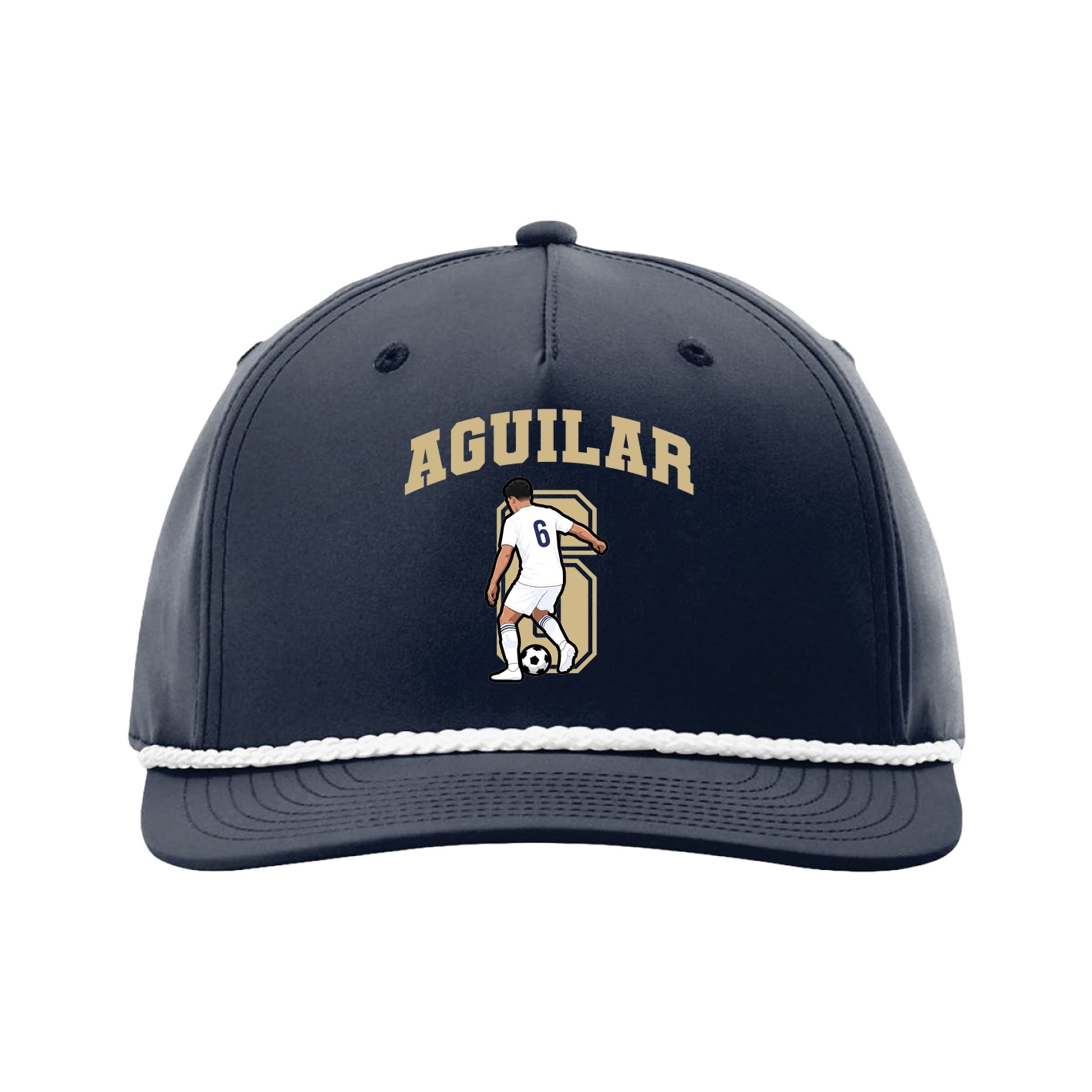Five-Panel Classic Rope Cap — Number in Navy