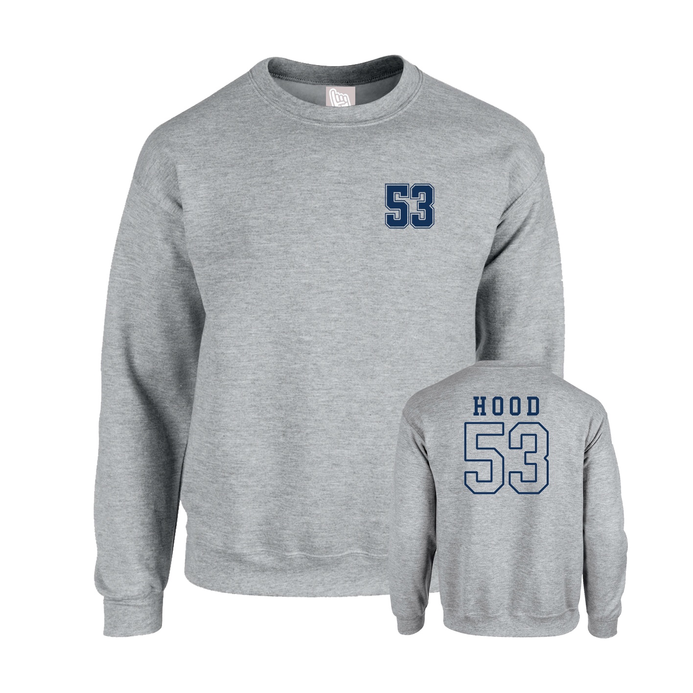 Fleece Crew — Chest Back in Grey