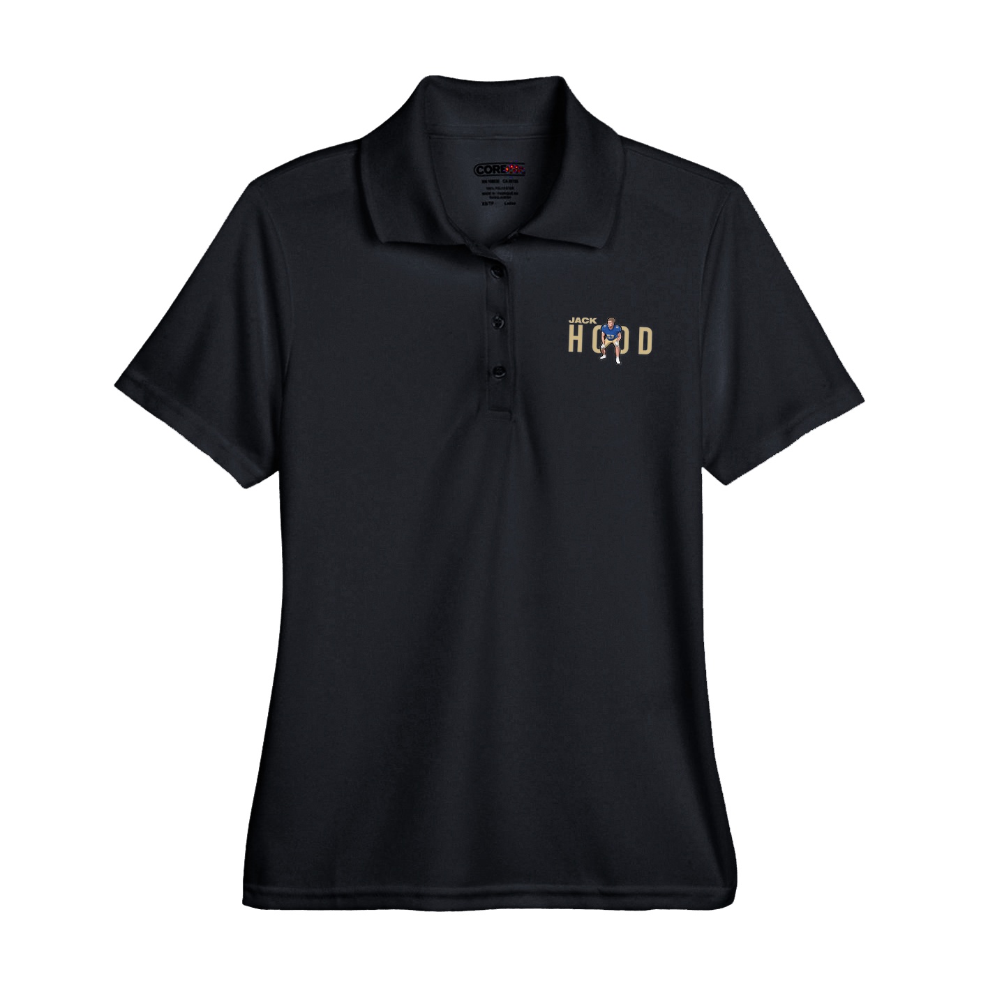Womens Performance Polo — Player Name in Black
