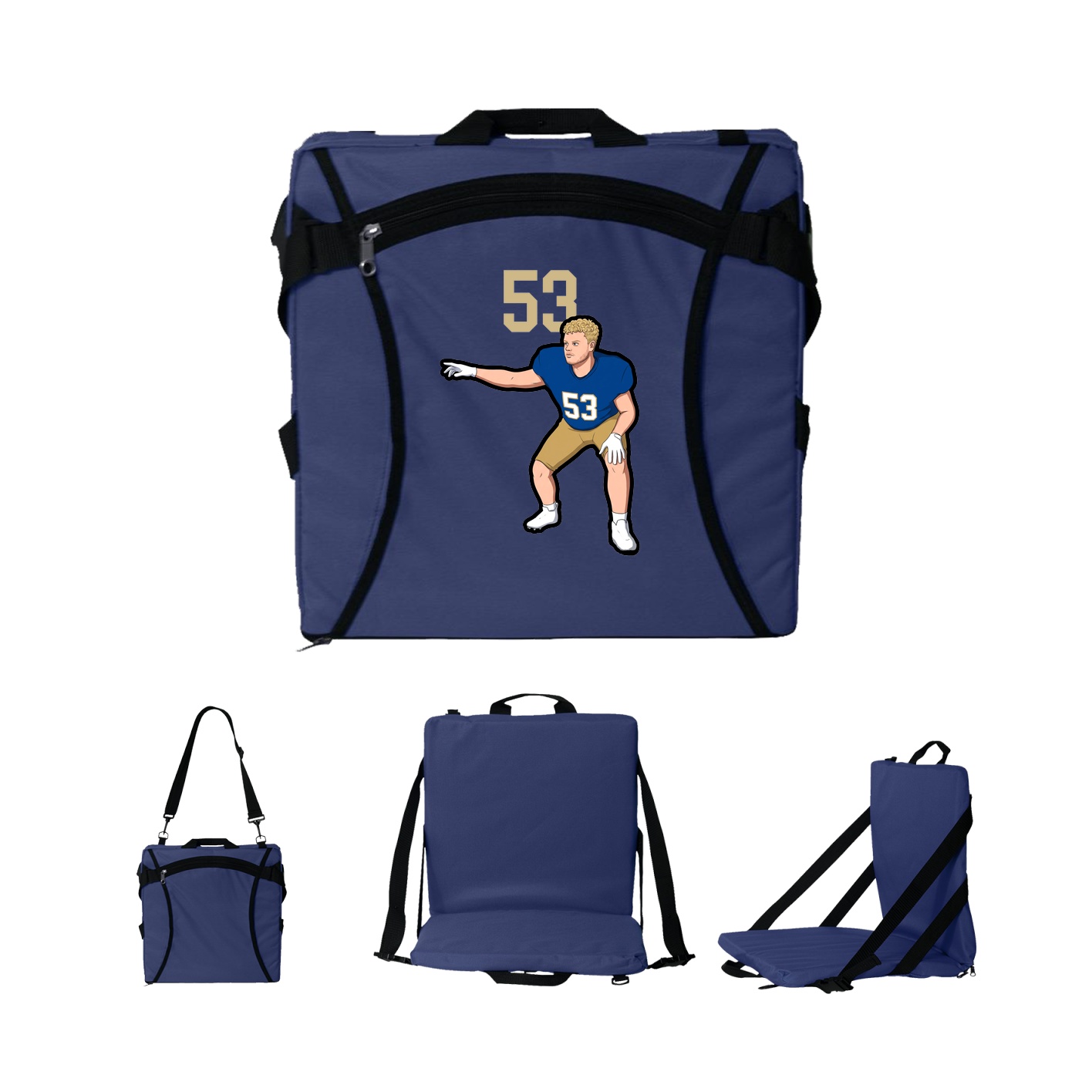 Folding Stadium Seat — Number Top in Navy