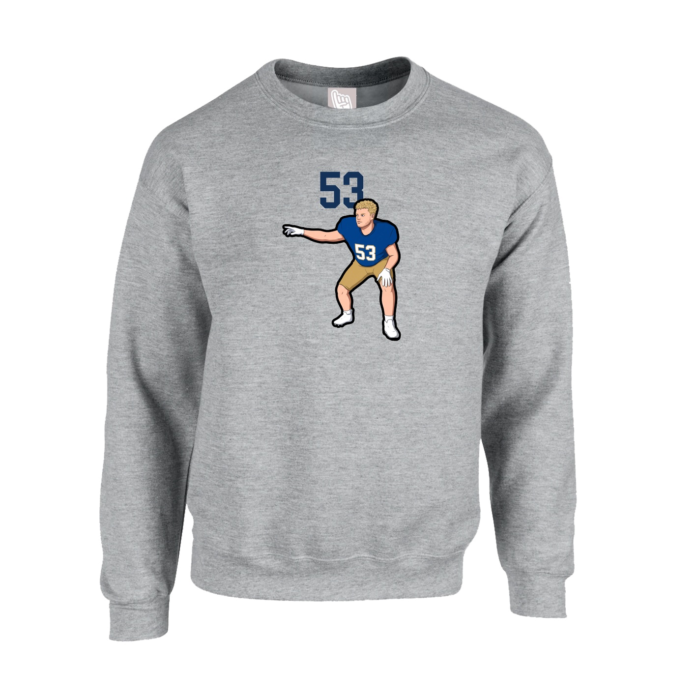 Fleece Crew — Number Top in Grey