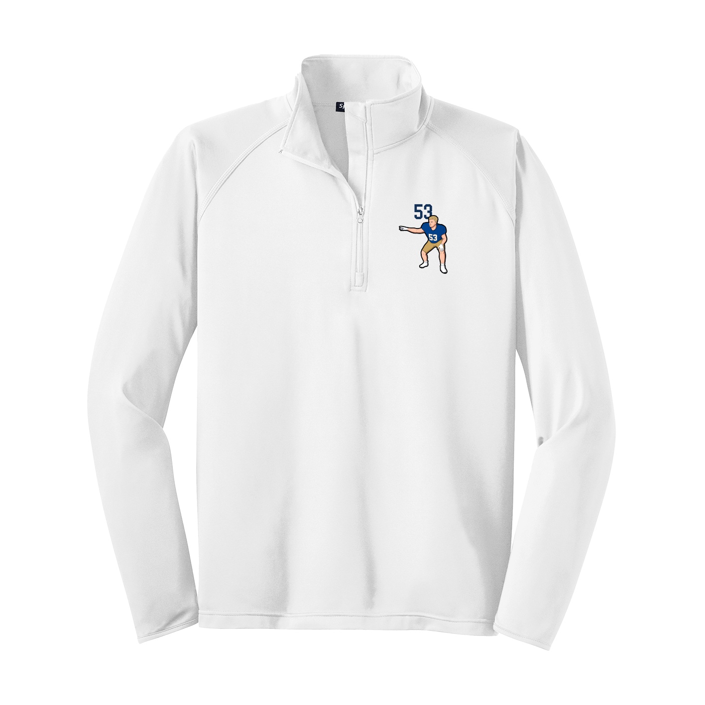 Q-Zip Pullover — Number Top in White
