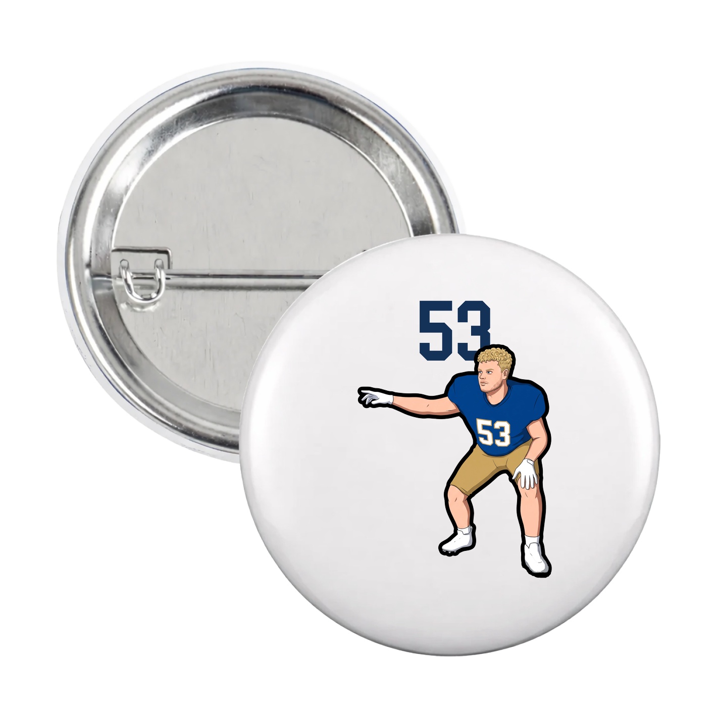 Game Day Button — Number Top in White