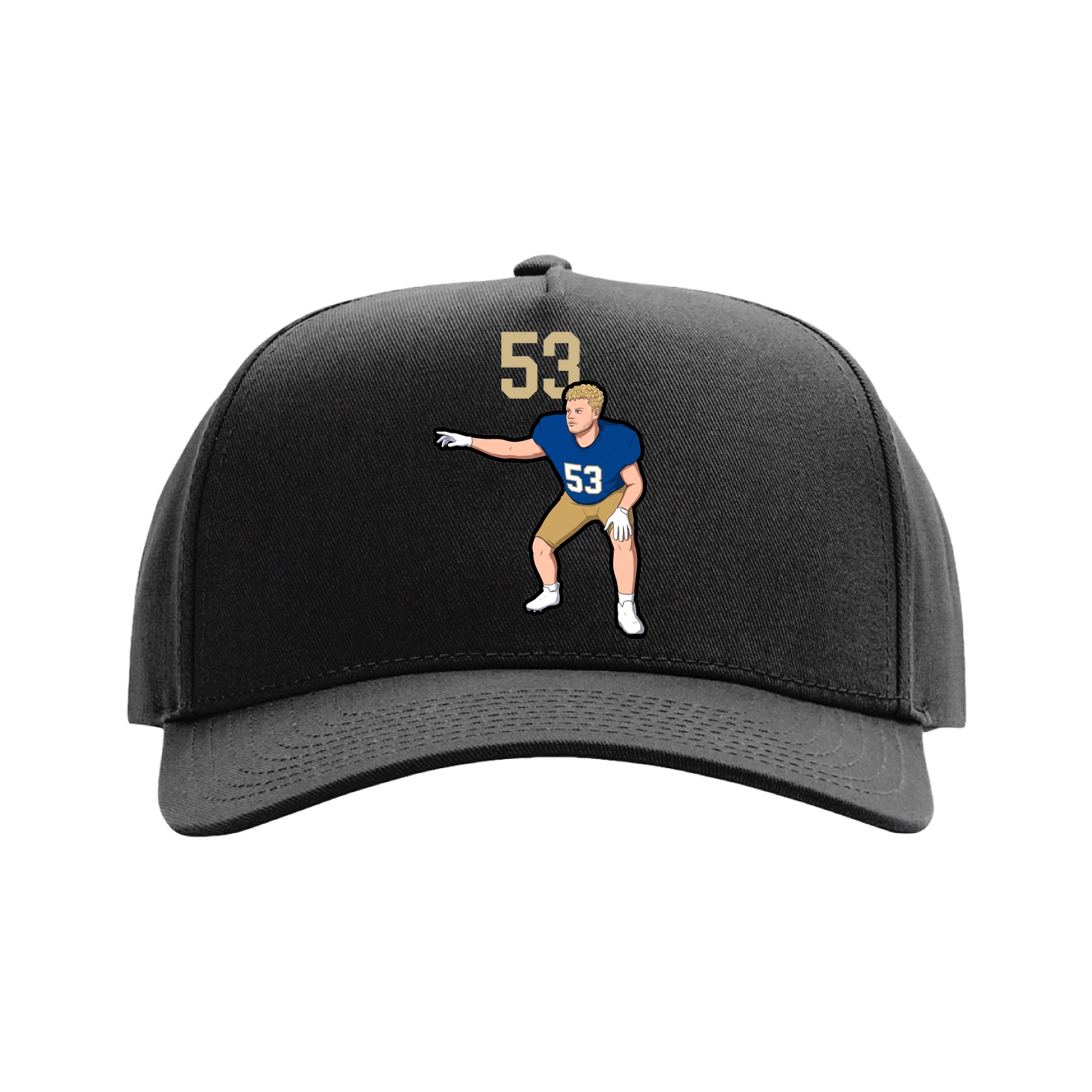 Full Fabric Five-Panel Champ Cap — Number Top in Black