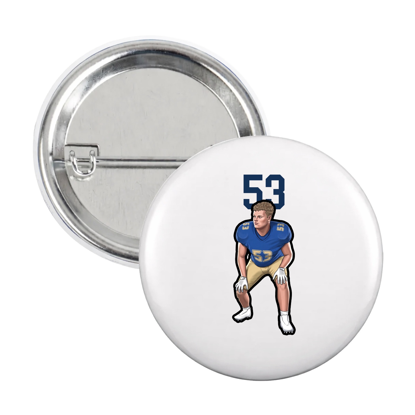 Game Day Button — Number Top in White
