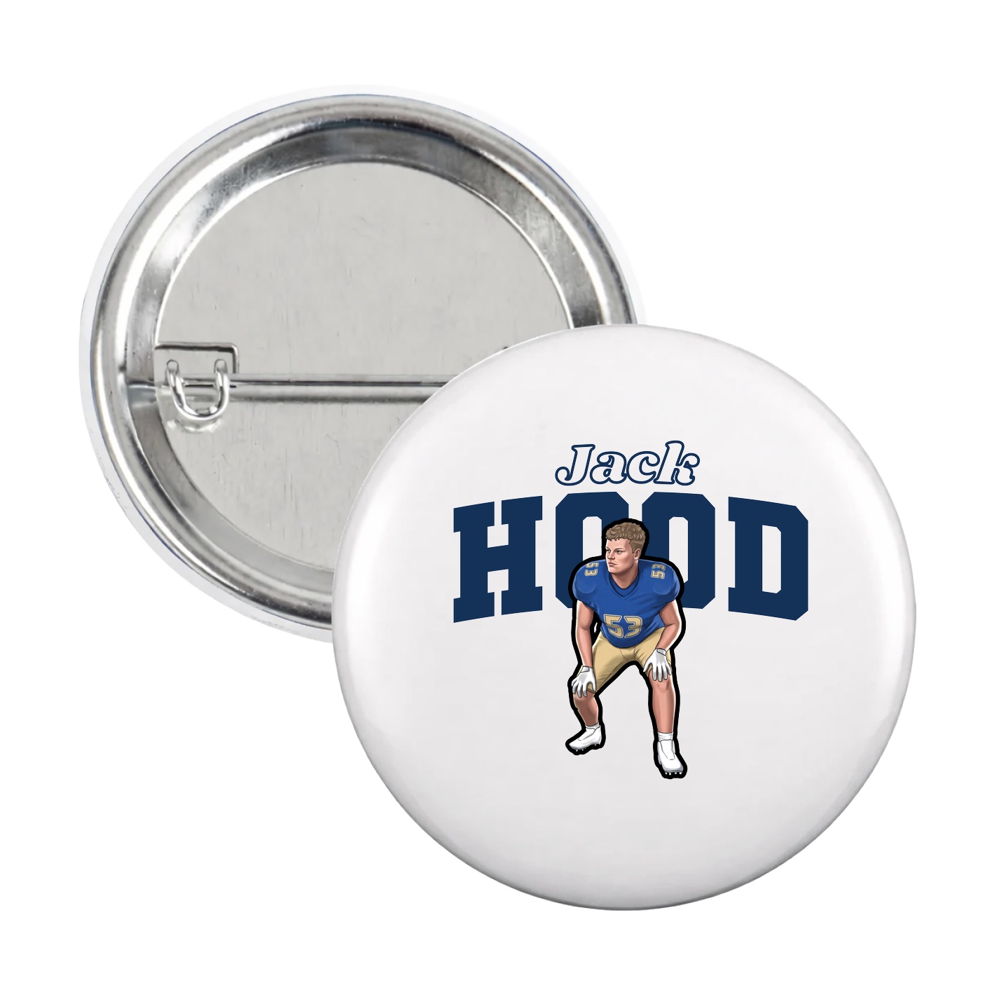 Game Day Button — Name Arch in White