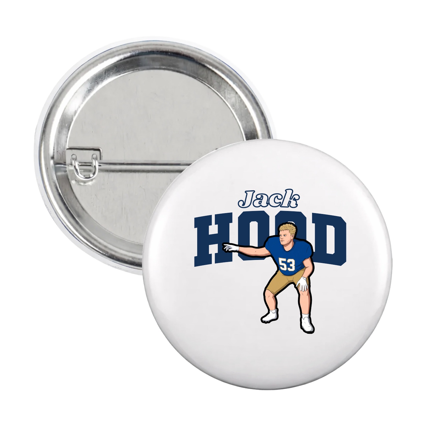 Game Day Button — Name Arch in White