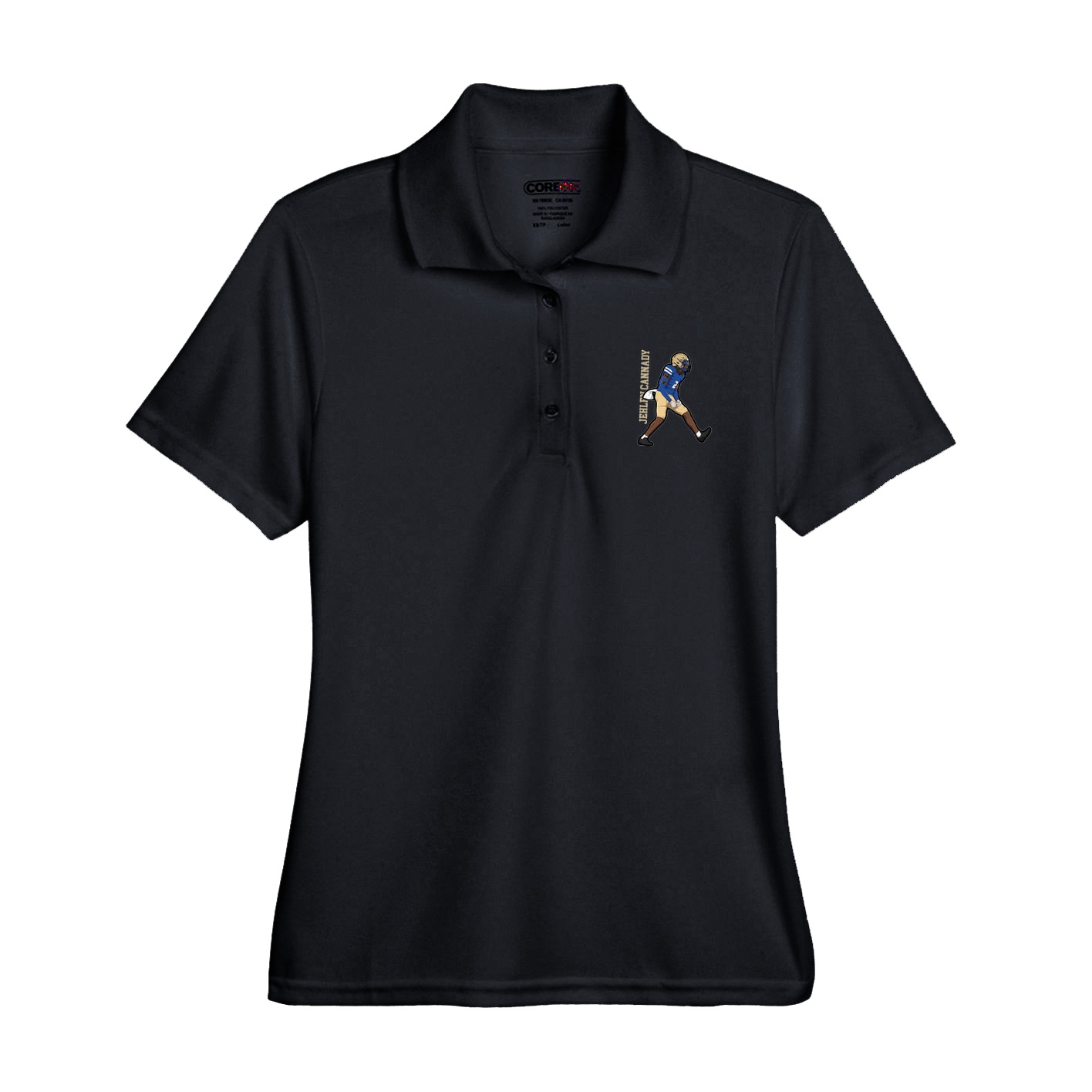 Womens Performance Polo — Name Vertical in Black