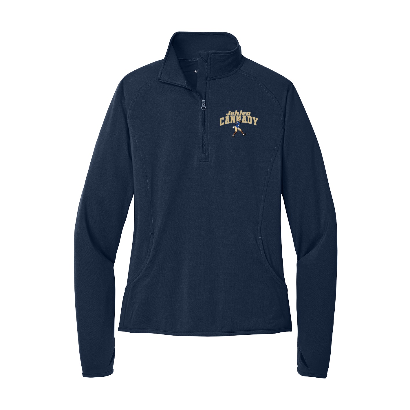 Women's Q-Zip Pullover — Signature Arch in Navy