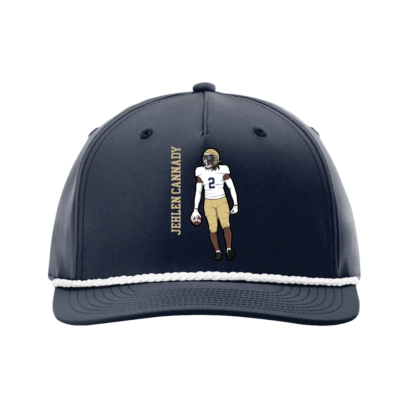 Five-Panel Classic Rope Cap — Name Vertical in Navy