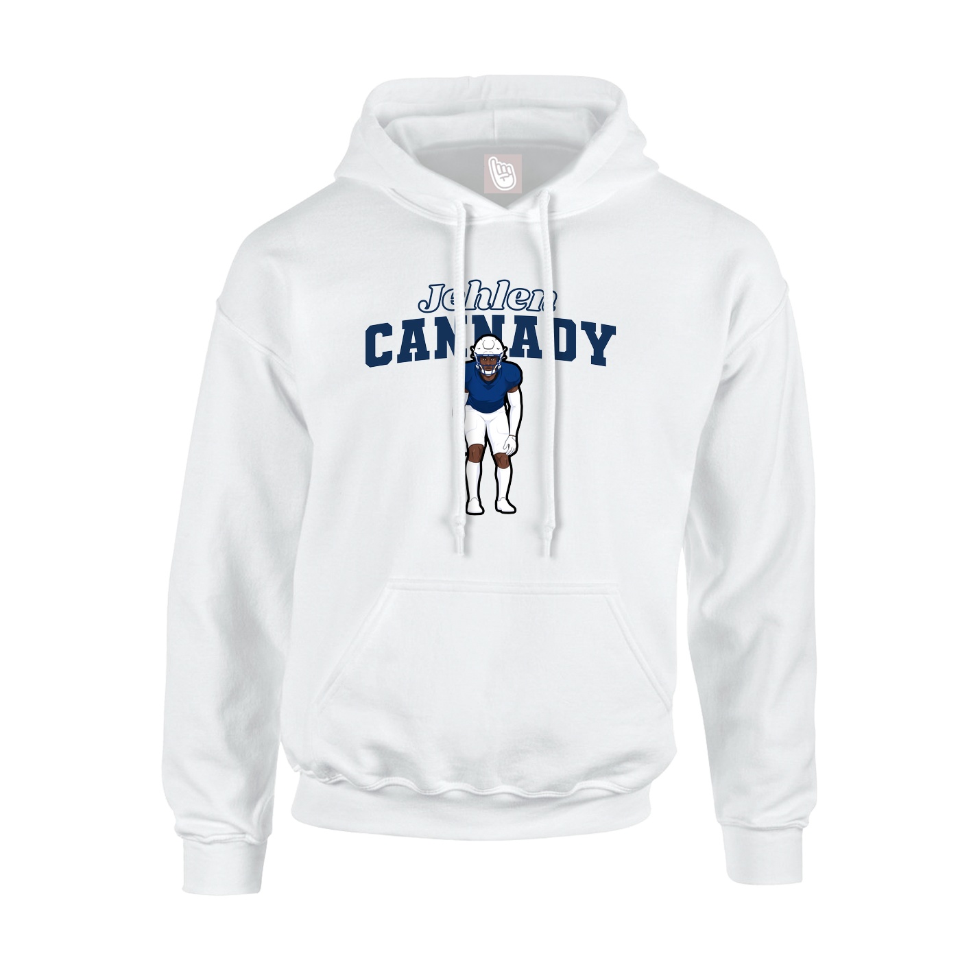Youth Hoodie — Name Arch in White