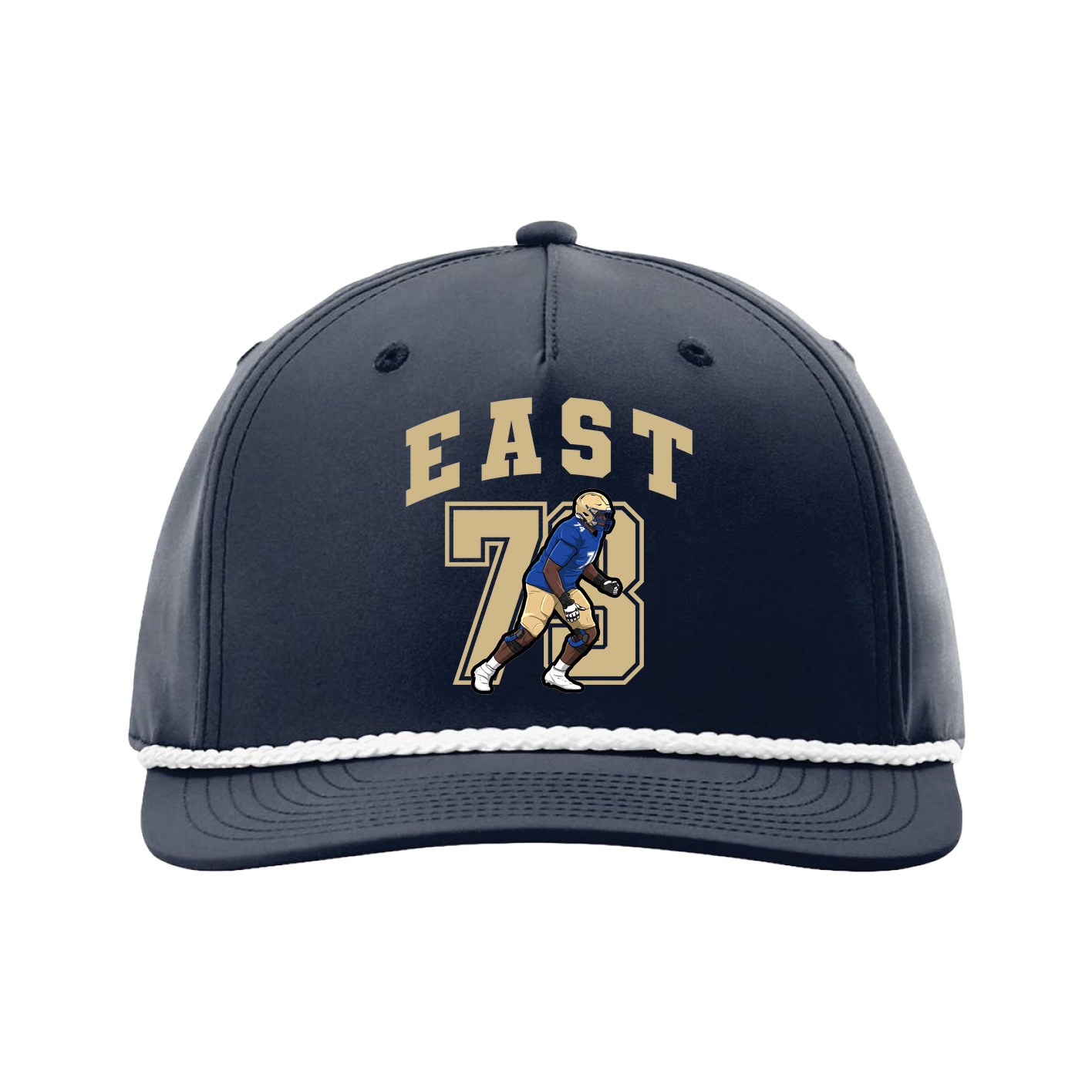 Five-Panel Classic Rope Cap — Number in Navy
