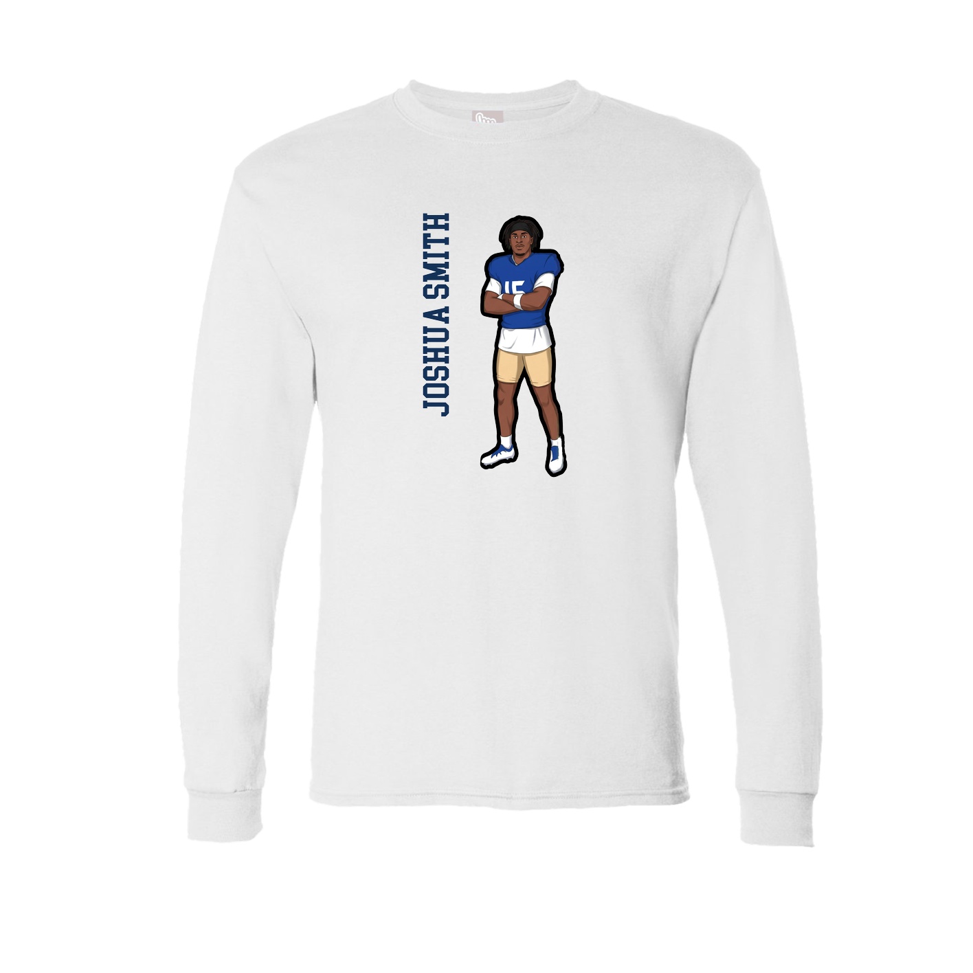 Long Sleeve Tee — Name Vertical in White