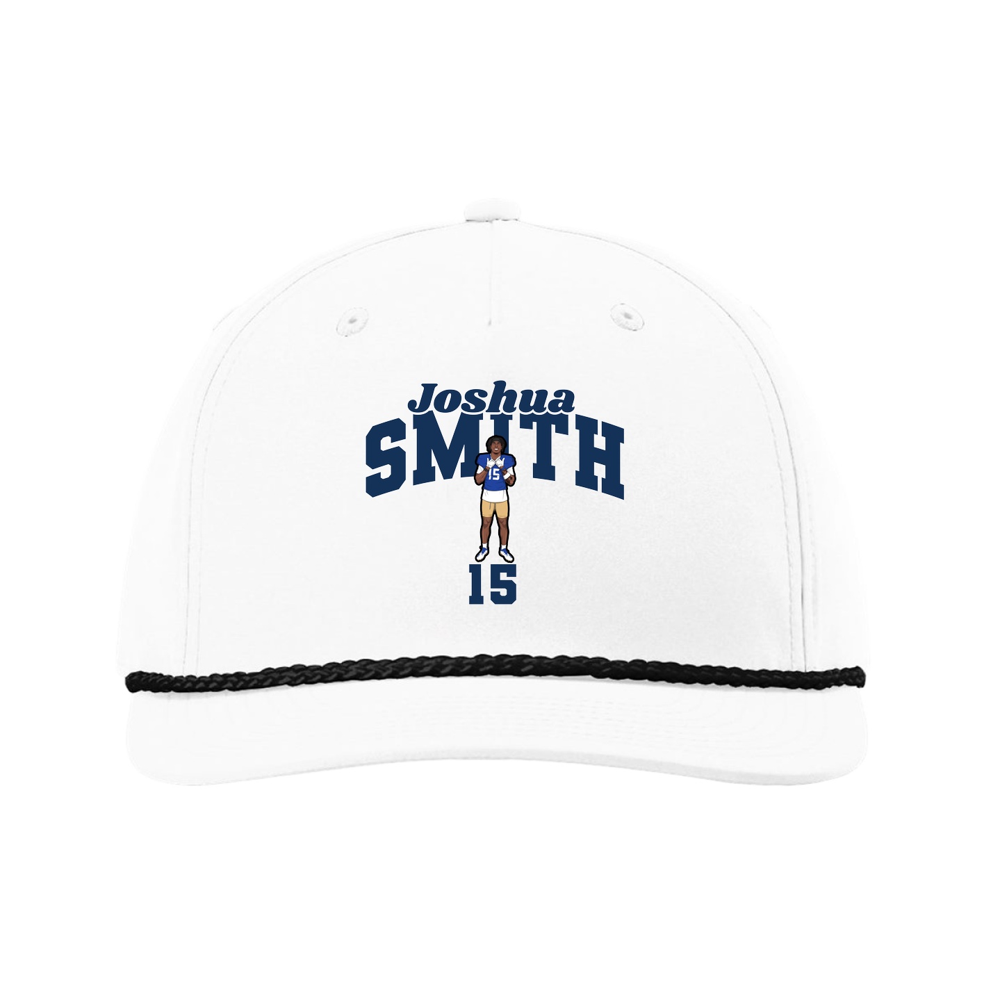 Five-Panel Classic Rope Cap — Signature Arch in White
