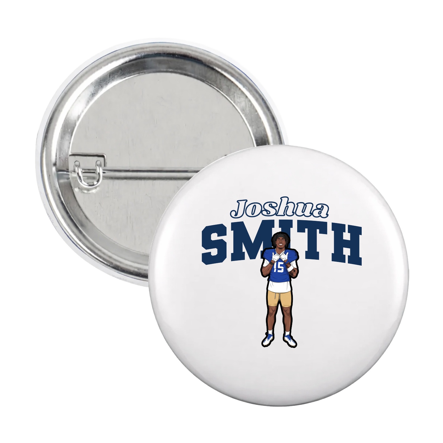 Game Day Button — Name Arch in White